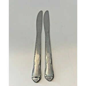 Set of 2 ADCRAFT Japan Flower Tip Scroll Edge Stainless Steel Butter Knives ADC8